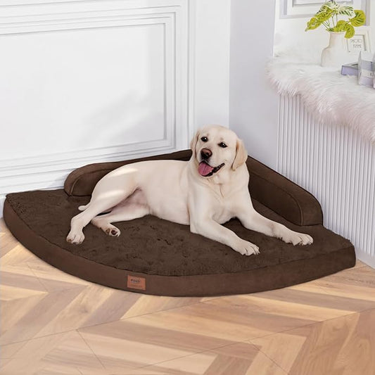 Large Orthopedic Dog Bed with Sides XXL Dog Beds with Removable Washable Cover Non-Slip Waterproof Pet Bed for Extra Large Dogs - Brown XXL