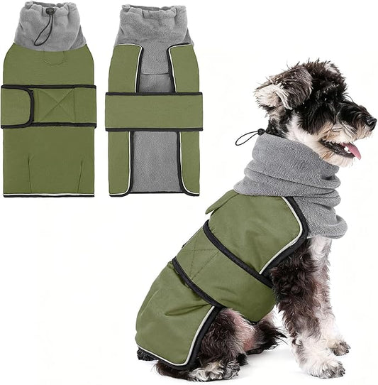 KOOLTAIL Dog Winter Coat for Small Medium Dogs, Waterproof&Windproof Puppy Jacket with Fleece Lining and High Collar for Cold Weather, Reflective Warm Pet Snowsuit Vest Clothes with Leash Hole,Green S