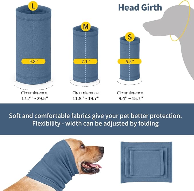 Nanaki Dog Calming Hoodie Ear Wraps for Dogs, Ear Protection Dog Fireworks Ear Head Muffs Dog Warp Anxiety Relief, Dog Hematoma Ear Wrap, Dog Head Cover The Grooming and Force Drying Dog Ear Protector