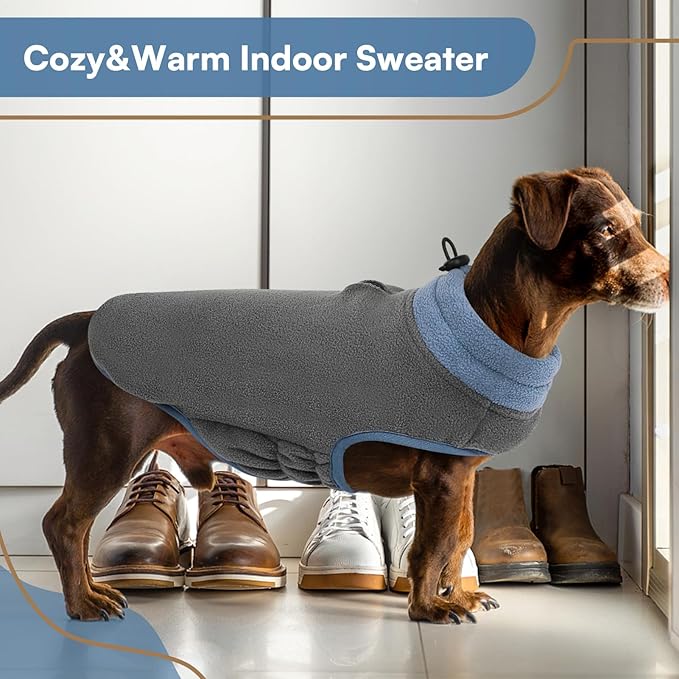 Queenmore Dog Sweater, Soft Fleece Vest Pullover Dog Jacket with Elastic Stretchable, Warm Winter Dog Coats Cold Weather Doggy Dachshund Sweaters for Small Dogs Cats Boy or Girl (Grey, XL)
