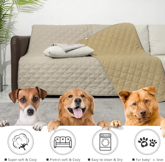 SPXTEX Dog Bed Cover Washable Pee Pads Dog Blankets for Puppy Large Dog Cat,Sofa Reversible Changing Pad Reusable 1 Piece（82"x82",Beige）