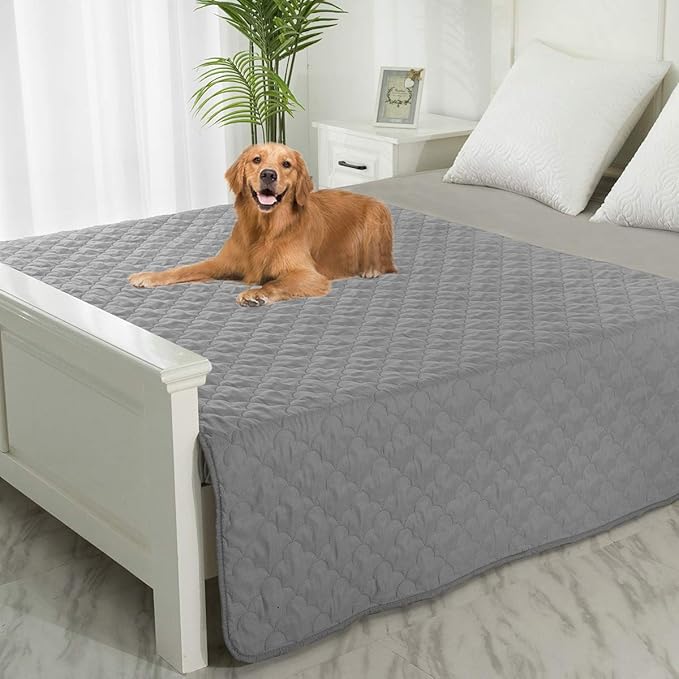 SPXTEX Dog Bed Cover Washable Pee Pads Dog Blankets for Puppy Large Dog Cat,Sofa Reversible Changing Pad Reusable 1 Piece（82"x102",Beige+Grey）