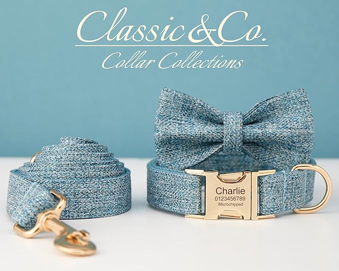 Custom Engraved Dog Collar with Name and Phone Number, Personalized for Small, Medium, and Large Dogs (Tweed)
