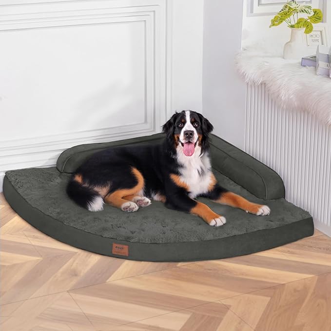 Large Orthopedic Dog Bed with Sides XXXL Dog Beds with Removable Washable Cover Non-Slip Waterproof Pet Bed for Extra Large Dogs - Dark Grey XXXL