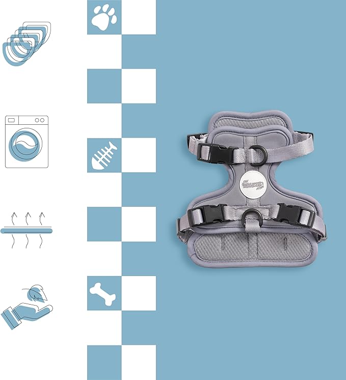 HNS1000N Arlo Extra Small Adjustable Soft Padded No Pull Pet Harness with 3 Buckles and 3 Leash Clips, Martini