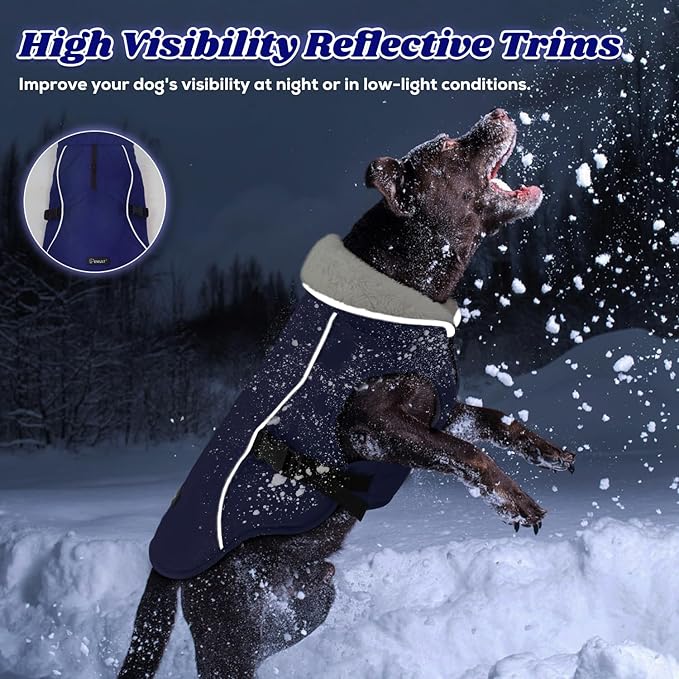 EMUST Dog Winter Coat, Thick Windproof Dog Jacket Winter, Pet Warm Vest for Small/Medium/Large Dogs, Blue XXL