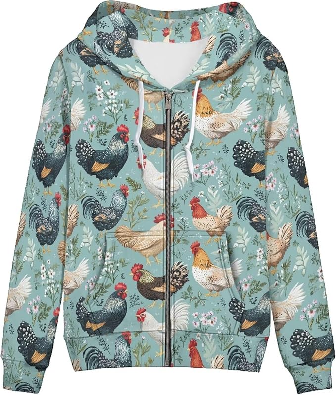WELLFLYHOM Women Y2K Hoodie Zip Up Sweatshirt Vintage Jackets Hooded Cardigan