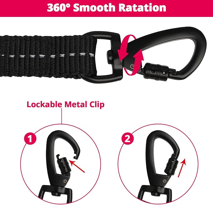 Long Dog Leash 100 FT: Heavy Duty Rope Leashes for Dogs Training with Swivel Lockable Hook Reflective Threads Bungee and Padded Handle - Dog Lead for Large Small Medium Dogs Outside Walking Hiking