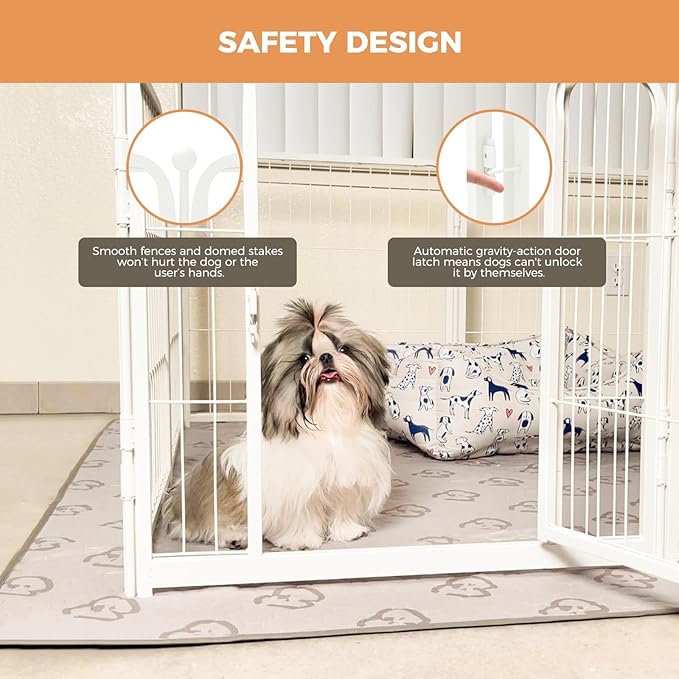 FXW Dog Gate Extra Wide Designed for Indoor Use, Adjustable Width Up to 165-inch Wide (45" H 6 Wire Panels for Large Dogs), White