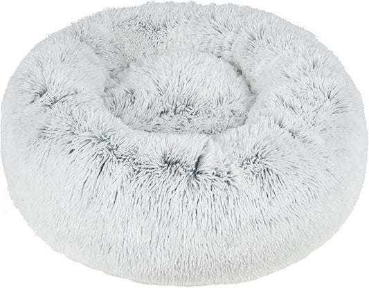 Best Pet Supplies Dog House Bed Crate Mat Tent Indoor Round Soft Plush for Small, Medium, and Large Breeds - Light Warm Gray, 27 x 27 x 7.5