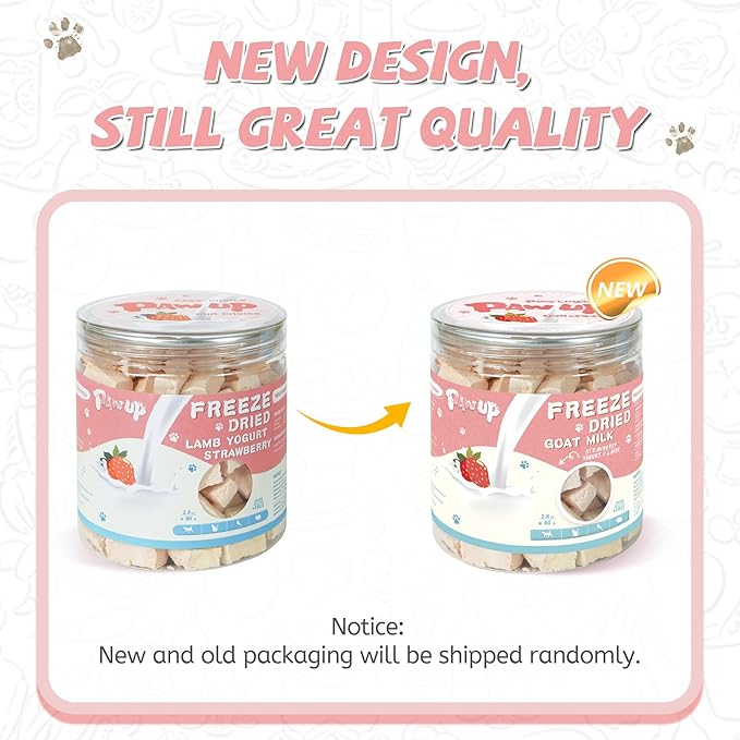 PAWUP Freeze Dried Dog Treats, Goat Milk Yogurt Flavor with Strawberry,Gentle Goat Milk Snacks for Sensitive Stomachs Puppies, 2.8 oz