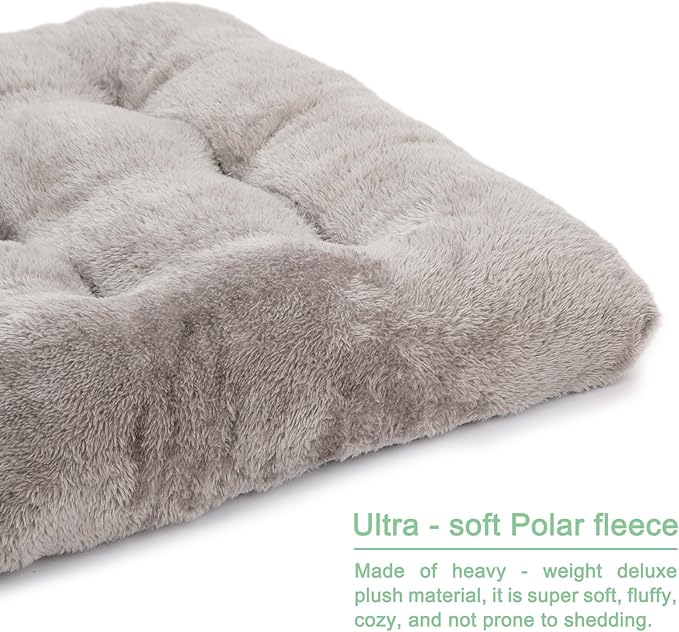 POMIU 2-Pack Washable Dog Bed, Deluxe Plush Crate Beds with Anti-Slip, Machine Washable Kennel Pad Sleeping Mat for Large, Medium and Small Dogs (2 Pack x Grey, 35.0" L x 23.0" W x 3.0" Th)