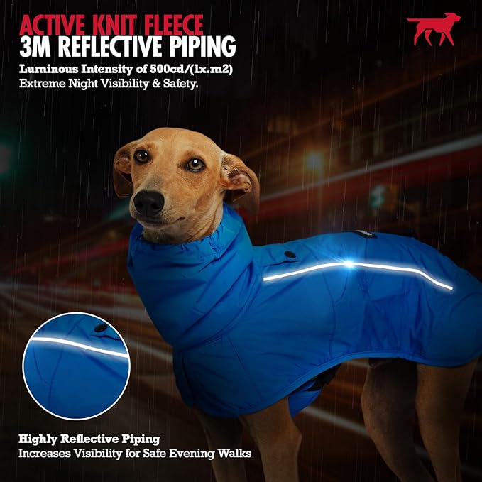 Tuff Pupper Waterproof Dog Raincoat | Full-Body Windproof Rain Jacket for Dogs | Reflective Strips | Breathable Mesh Lining | Adjustable Fit | Leash Port | Small Medium Large XL XXL Dogs (Blue, XL)