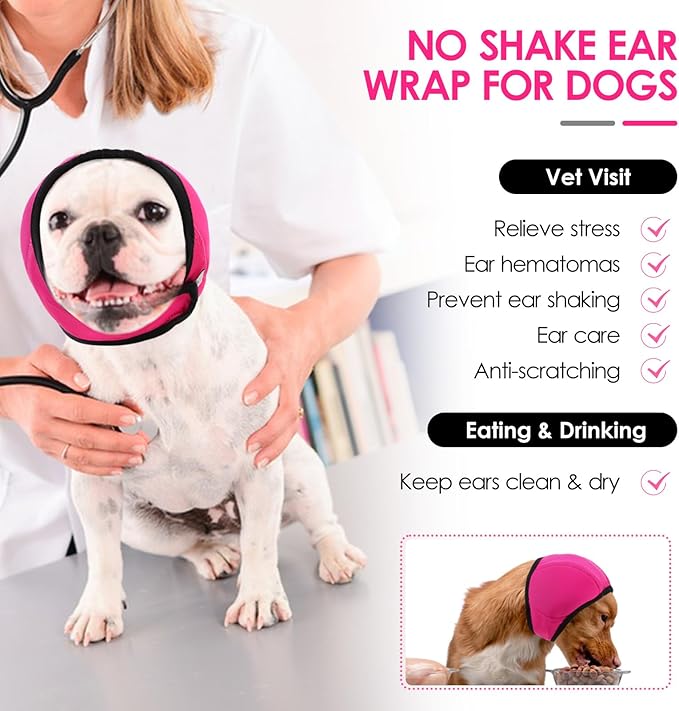 KOESON Dog Calming Hoodie - No Shake Ear Wraps for Dogs, Anxiety Relief & Noise Protection, Water Resistant Pet Ear Cover Muffs for Firework, Grooming, Thunderstorms, Swimming, Bathing, Grey S