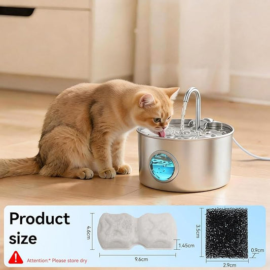 Cat Water Fountain Filter: 24P Cat Fountain Filter Replacement Screen for 74oz 2.2L/2.6L Stainless Steel Pet Water Dispenser- 12 Carbon Filters & 12 Foam Filters，4-Layer Filtration Systems