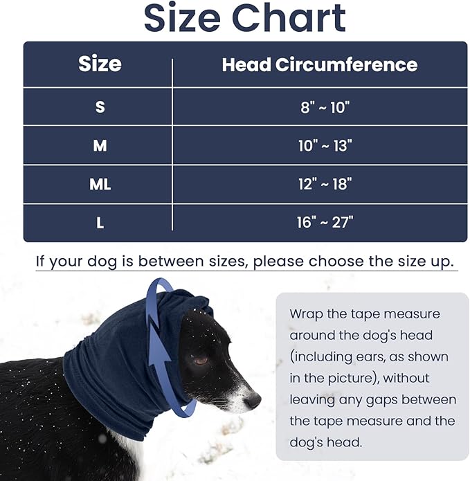 Nanaki 3rd Gen Calming Hoodie Ear Covers-Anti-Slip Hematomas Wraps for Dogs, Adjustable Head Wraps Noise Cancelling Protector, Anxiety Relief Ear Muffs for Fireworks & Grooming Bath