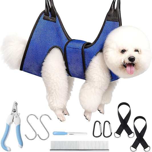 Dog Grooming Hammock for Nail Trimming, Pet Grooming Sling Harness Kit, Safe Dog Restraint Hammock for Cats and Small Dogs, Home Grooming Supplies