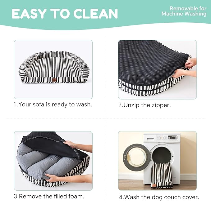 Dog Bed for Large Dogs - Washable Canvas Pet Beds, Breathable & Low-Step Entry Easy for Senior Dog, 36x27x7inches