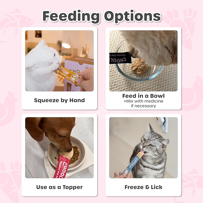 Choolip Squeeze Vita Stick Lickable Cat Treats & Dog Puree – 7-Count Variety Pack, Creamy Grain-Free Puree Treats with Multivitamins, Vet-Formulated for All Life Stages & Total Wellness