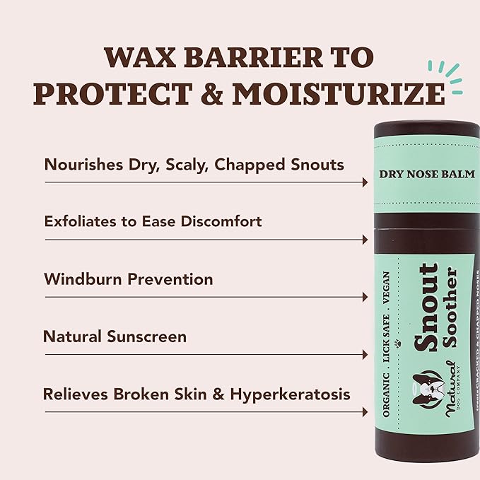 Natural Dog Company Snout Soother Balm Stick 2 oz – All Natural Dog Nose Balm for Dry Cracked Snouts – Organic Moisturizing & Soothing Balm – Lick-Safe, Protective Snout Care, Made in USA