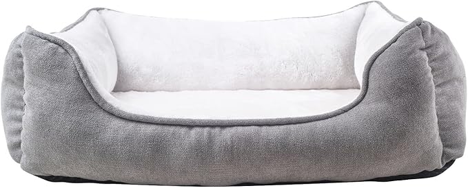 long rich rectangle bolster Pet Bed, Dog bed medium size, Gray With, 25x21x8 Inch (Pack of 1) (HCT-REC-005)