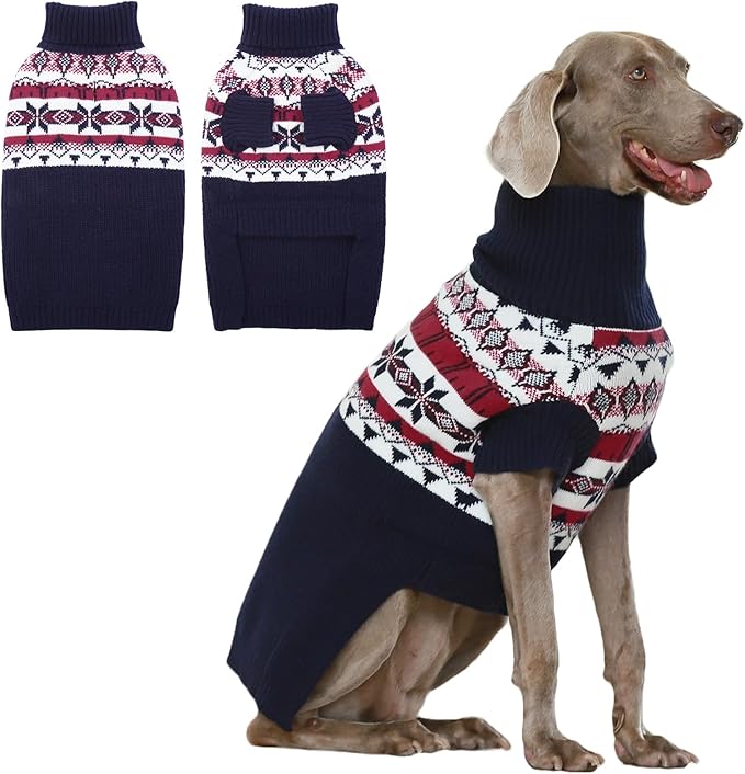 IECOii XXL Dog Sweater,Dog Sweater Large Size Dog,Christmas Dog Sweater For Extra Large Dog,Turtleneck Dog Sweatshirt Knit Dog Winter Clothes,Blue Dog Sweater For Pitbull,Weimaraner,Greyhound,XX-Large
