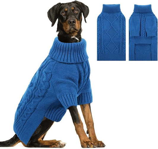 ASENKU Knitted Dog Sweater, Pullover Big Thermal Dog Winter Sweater, Turtleneck Doggy Sweaters for Large Medium Dogs Boy Girl,Warm Pet Sweatshirt for Beagle,Corgi,XL