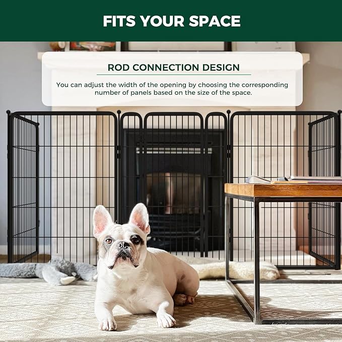 FXW Dog Gate Extra Wide Designed for Indoor Use, Adjustable Width Up to 55-inch Wide (45" H 2 Wire Panels for Large Dogs), Black