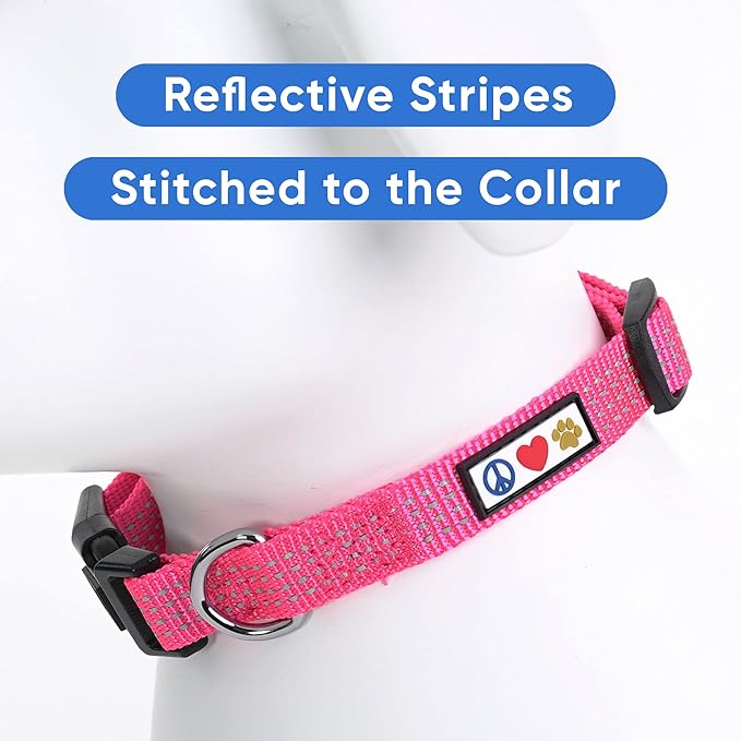 Pawtitas Reflective Dog Collar Adjustable Dog Collars for Small Dogs Puppy Collar Small Dog Collar Pink Dog Collar