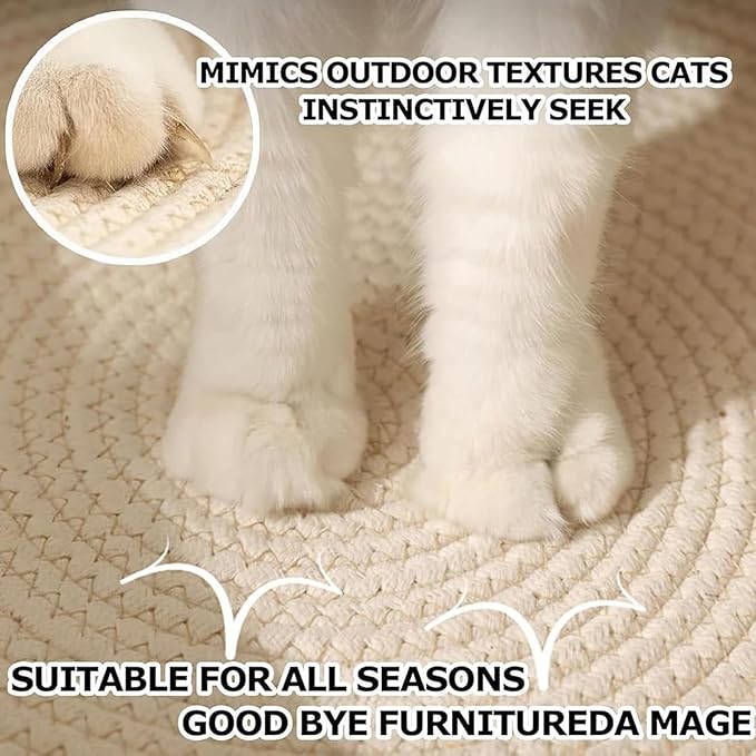 Instinct Basket, Stimulicat Cat Bed, Stimulicat Cat Bed Rope Cotton with Cushion, Eliminates Bed Rejection Round Pet Basket, Boho Catbed for Cats Handwoven Scratchable Breathable Weave (Small-B)