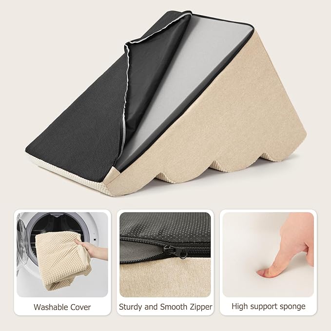 Dog Steps for Bed and Couch,4-Step Dog Stairs and Ramp for Small Dogs & Cats,Indoor Anti-Slip Pet Stairs for Old Cats and Puppy,Beige