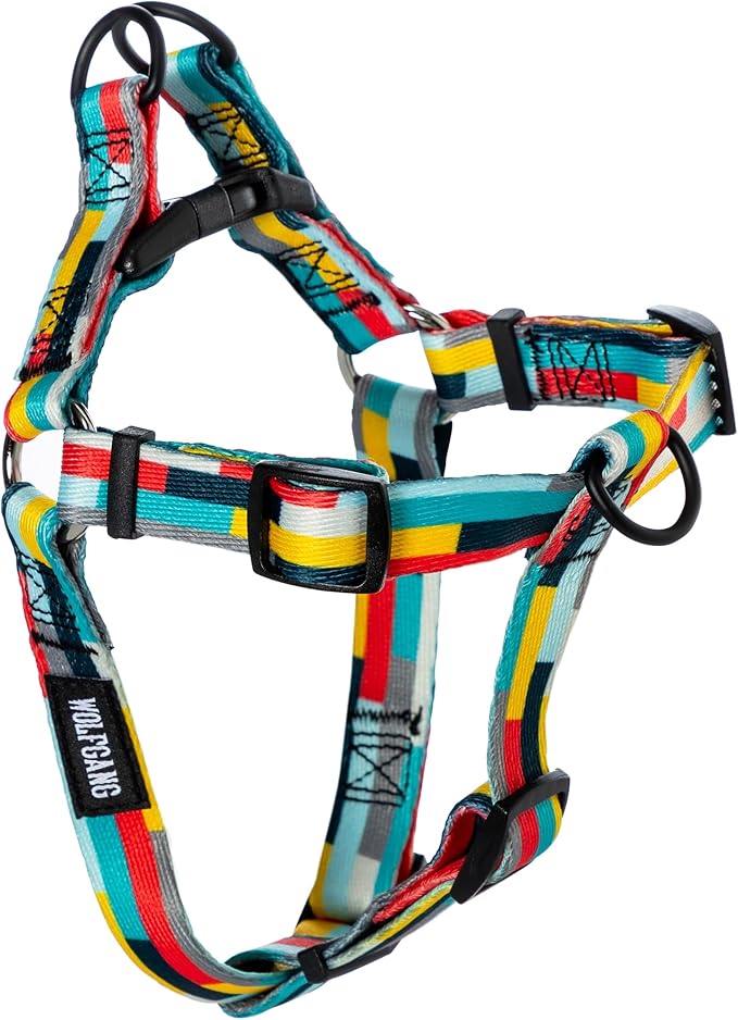 Wolfgang Heavy Duty Adjustable Dog Harness, Pull-Tested to Over 800 lbs for Walking & Training, Mixtape Print, Large