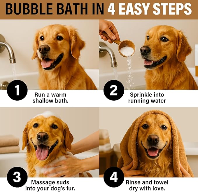 Dog Shampoo Alternative – Oatmeal & Honey Puppy Bubble Bath with Autumn Scent – Natural Gentle Dog Wash – Halloween Dog Gift - 12 Baths (Oatmeal Honey)