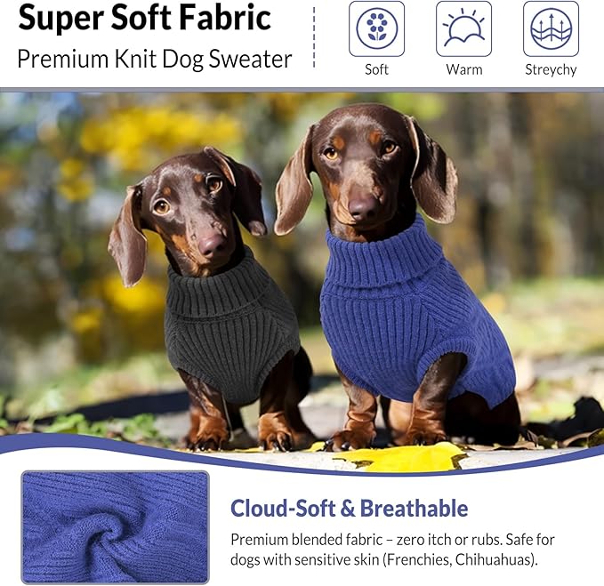 Dog Sweater Pullover, Cable Knit Dog Christmas Sweater, Dogs Sweaters for Small Medium Large Dogs with Harness Hole,Puppy Sweaters Boy Or Girl(Blue,XS)