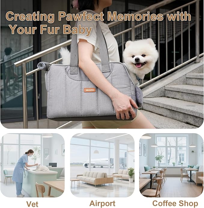 Dog Purse Carrier for Small Dogs Cats Rabbits Up to 13lbs, Lightweight Pet Sling Carriers with Crossbody Strap, Portable Puppy Soft Sided Tote Bag Carrier for Vet,Hiking,Travel Gray