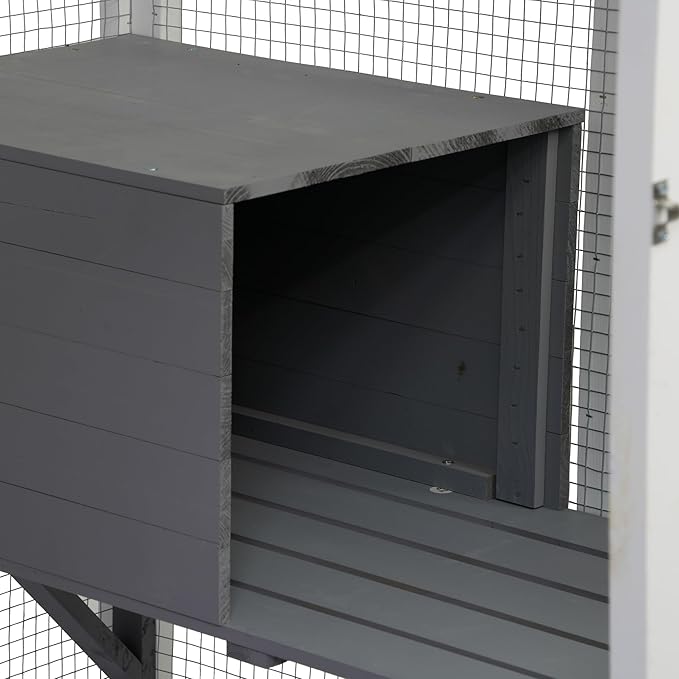 Ball & Cast 71" Wooden Catio Outdoor Cat Enclosure with Weatherproof Asphalt Roof,Jumping Platforms & Napping Houses,Walk-in Cats Kennel Shelter for Indoor,White