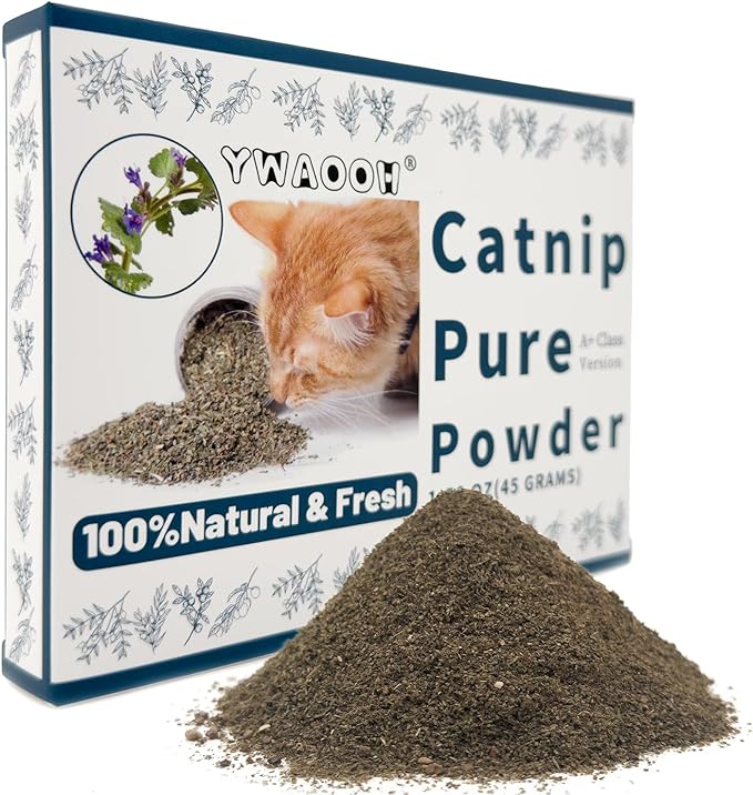 YWAOOH Premium Catnip for Cats & Kittens – Cold-Processed, High Potency Nepetalactone, 100% Pure Organic Leaf-Only Catnip for Toys, Scratchers, Refills, Stimulates Play & Protects Furniture - 45g