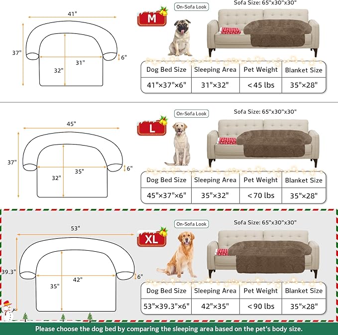GGIB Calming Dog Bed Christmas Throw Blanket Fluffy Plush Dog Mat Furniture Protector Decoration Holiday Throw for Sofa Couch Cover Large Medium Small Dogs Cats (Extra Large, Camel)