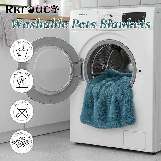 Pets Bed Blanket Dogs Reversible Soft Dog Throw Blankets Cats Mat Sleeper Fuzzy Pet Couch Covers Washable Cat Puppy Cover for Beds Sofa Travel Double Sided Furniture Protection (Colorful Blue,S)