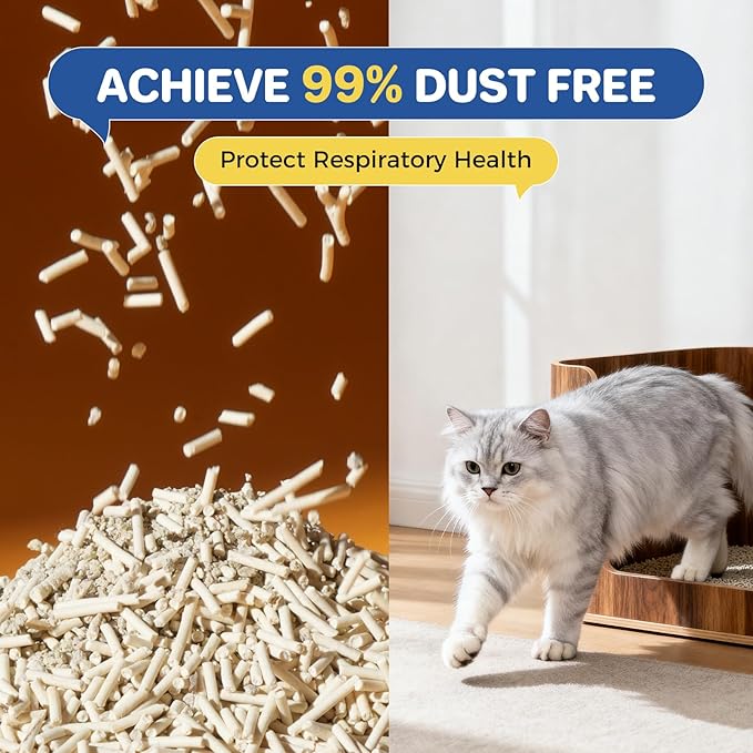 ABCPET Natural Cat Litter Clumping Cat Litter,18 Pounds Mixed Straw Kitty Litter Lightweight Litter,Dust Free and Low Tracking Litter Odor Control Unscented