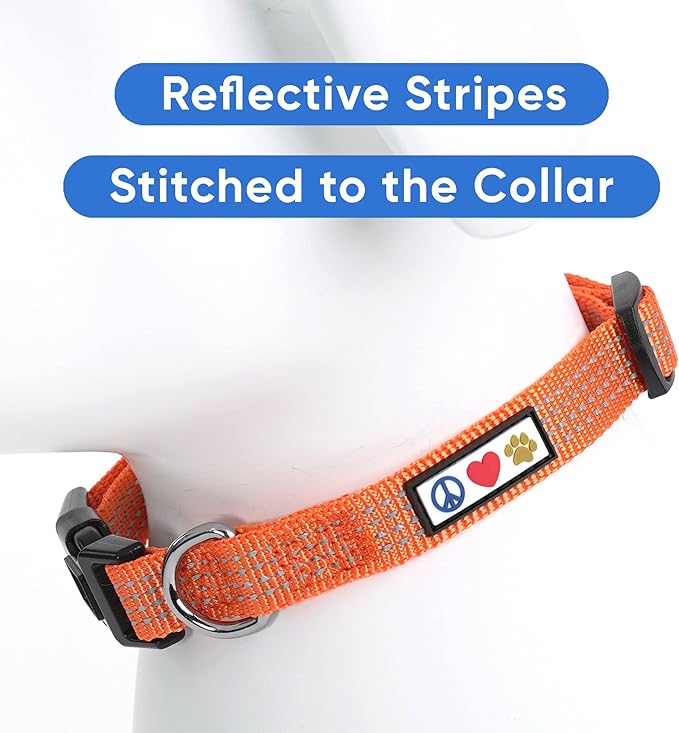 Pawtitas Reflective Dog Collar - Adjustable Medium Dog Collar - Orange