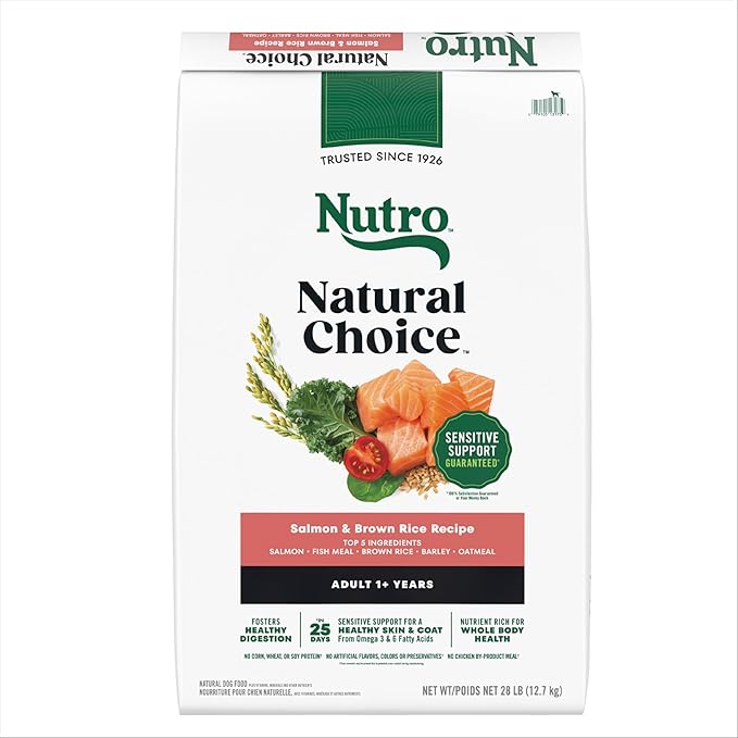 Nutro Natural Choice Adult Large Breed Dog Food Dry, Salmon & Brown Rice Recipe, 28 lb. Bag