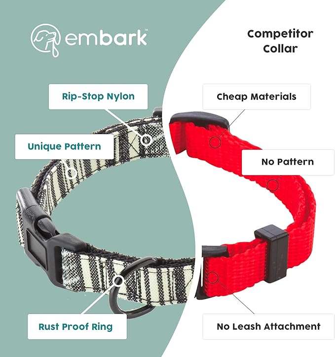 Embark Adventure Dog Collar – Stylish & Durable Nylon Collar for Medium Dogs,Comfortable & Adjustable Pet Collar for Medium Sized Dog with Strong Buckles
