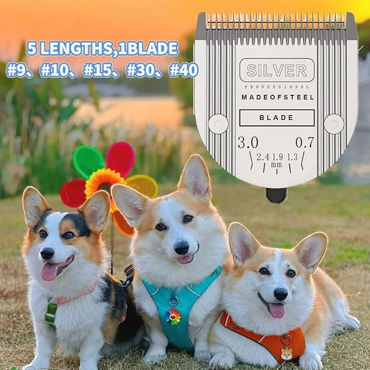 Adjustable 5 in 1 Replacement Blades Compatible with WAHL Bravura .Chromado，Creativa，Figura Dog Clippers for Dogs Grooming(5in1/3Pack)