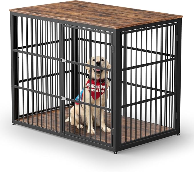 Lyromix 48'' XXL Dog Crate Furniture with 3 Doors,Wooden Crate End Table Heavy Duty Indoor Combination Cage for Medium to Large Dogs, Multiple Units Can be Combined