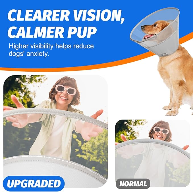 Dog Cone Collar with Soft Liner to Stop Licking, Elizabeth Recovery Collar After Surgery for Large Medium Dogs, Comfortable Pet Head Cone Alternative for Neutering Spay Injury (M)