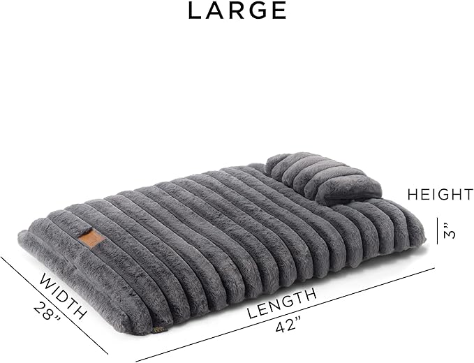 TOWN & COUNTRY LUXE CuddleTown Ribbed Bubble Stripe Pillow Crate Mat Pet Bed, Machine Washable Cover, Soft & Calming, Non-Slip Bottom, Dark Grey, Large 42"x28"x3"
