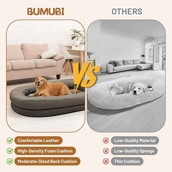 Luxury Plush Donut Pet Bed, Large Round Cushioned Dog Bed, Gray (Leather - Like Surface)