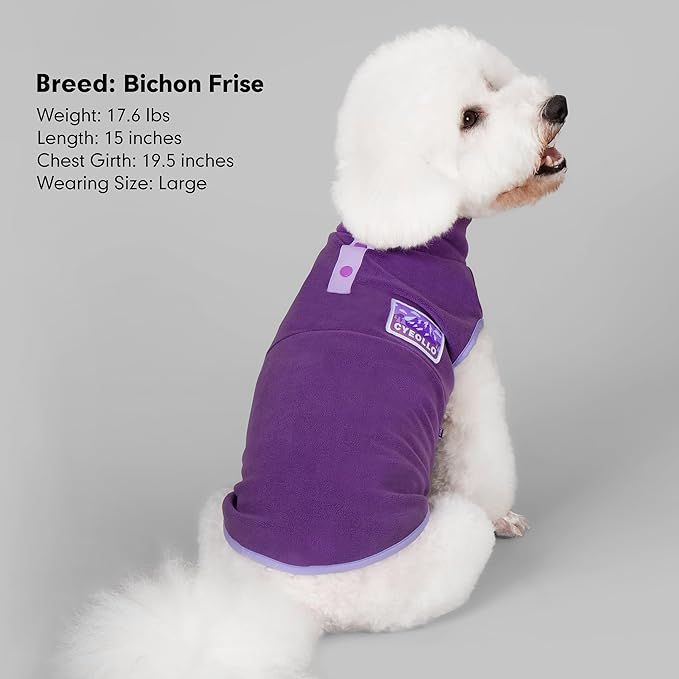 cyeollo 3XL Fleece Dog Sweater, Pullover Sweatshirt Stretchy Fleece Vest Warm Winter Fall Clothes for Large Dogs Boy Girl Turtleneck Pet Apparel, Purple XXXL
