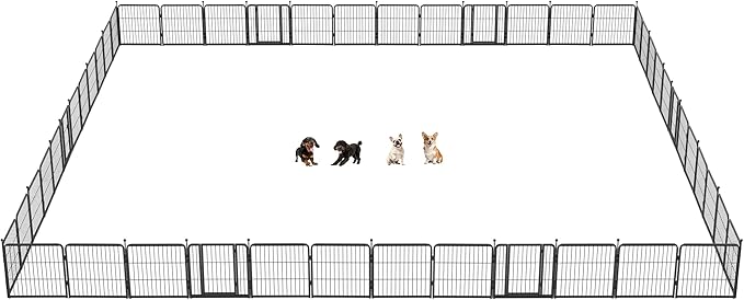 FXW Instant Unleashed Dog Playpen, Portable Pet Fence for Outdoor, RV Trips, and Camping, 24 inch, 48 Panels for Puppy and Small Dogs with RV Step Grid│Patented